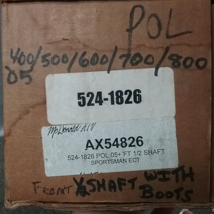 NEW J&M ATV AX54826 FRONT 1/2 SHAFT AXLE WITH BOOTS POLARIS SPORTSMAN 524-1826