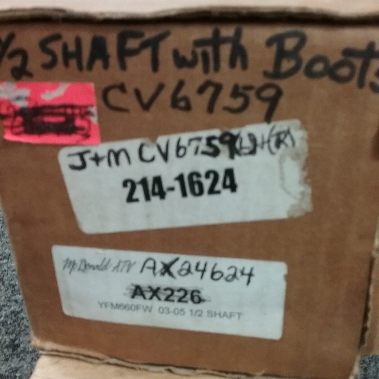 NEW WIDE OPEN CV6759 UTV AXLE OUTBOARD 1/2 SHAFT WITH BOOTS YAMAHA YFM660FW