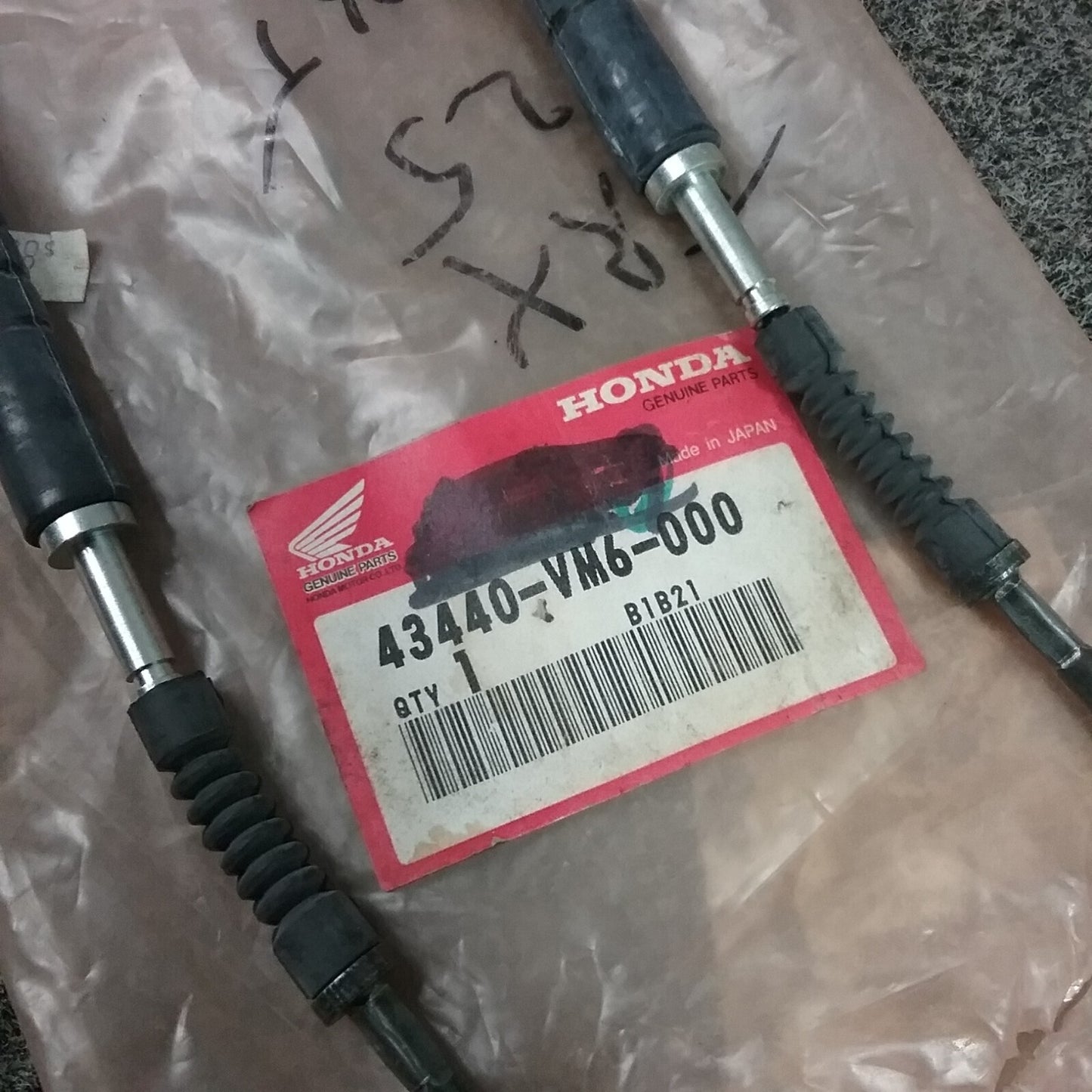 NEW HONDA 43440-VM6-000 CABLE ASSEMBLY, FR. 1985-1986