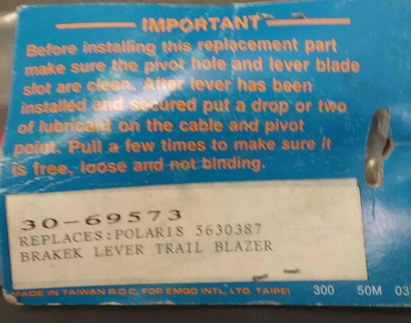 NEW EMGO 30-69573 LEVER, BRAKE POLARIS 5630387 350L 1992-1993