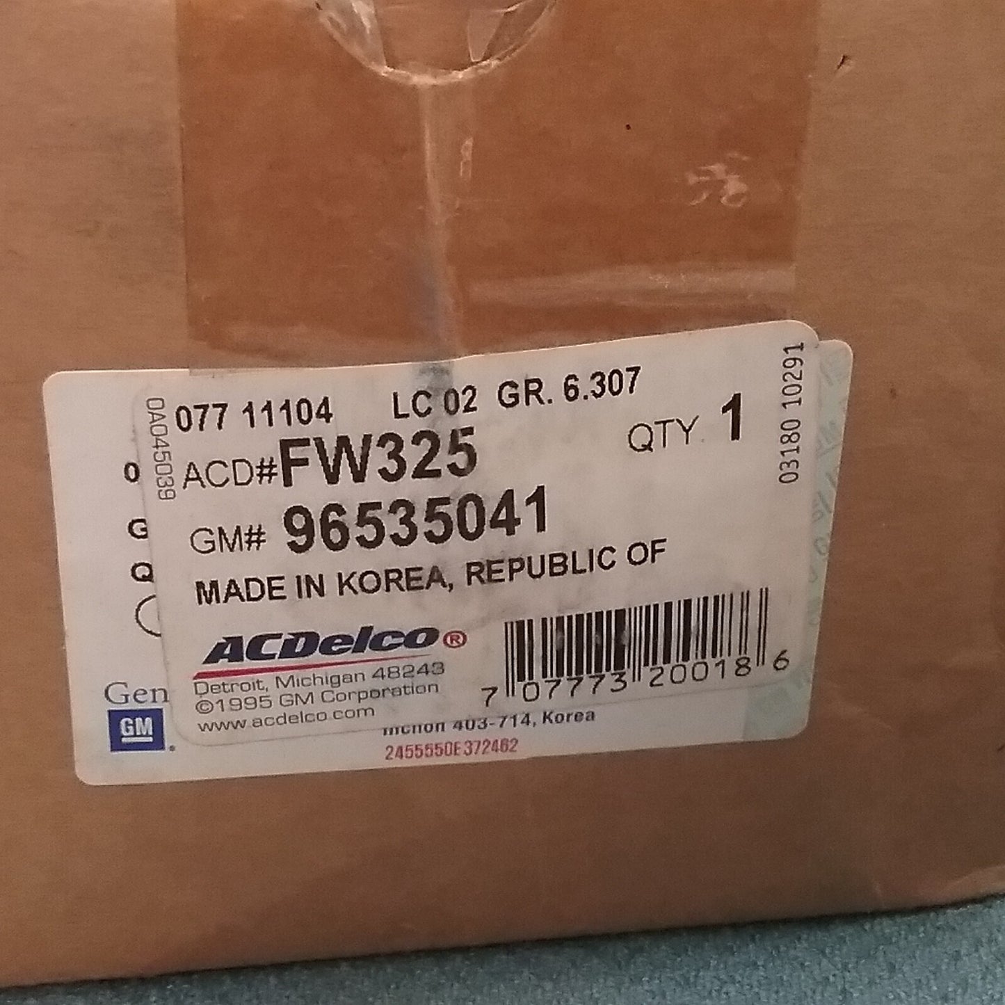 GENIUNE AC DELCO FW325 FRONT WHEEL HUB GM 96535041