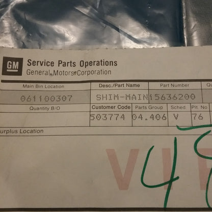 NEW GENUINE GM 15636200 Shim, Mainshaft Rear Bearing (.0275, .0285)