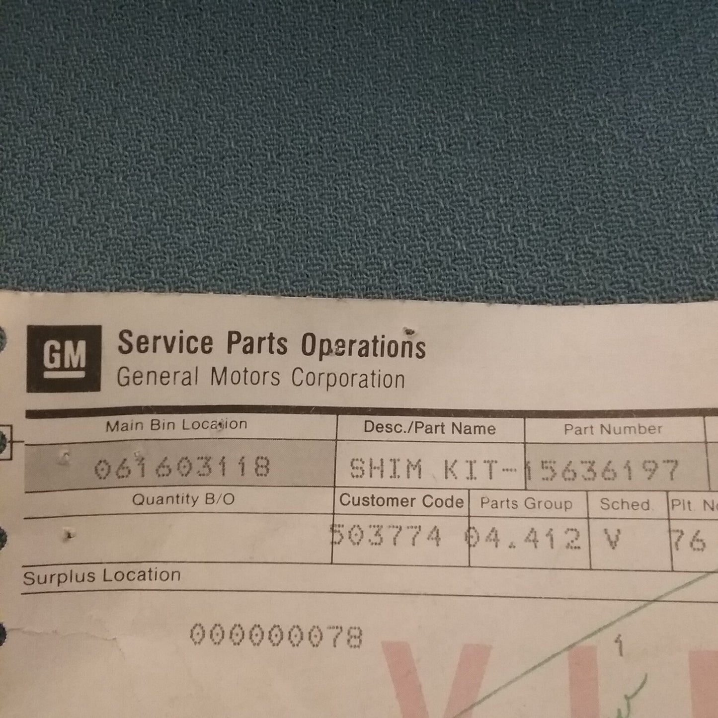NEW GENUINE GM 15636197 Shim, Mainshaft Rear Bearing (.0209-.0219)