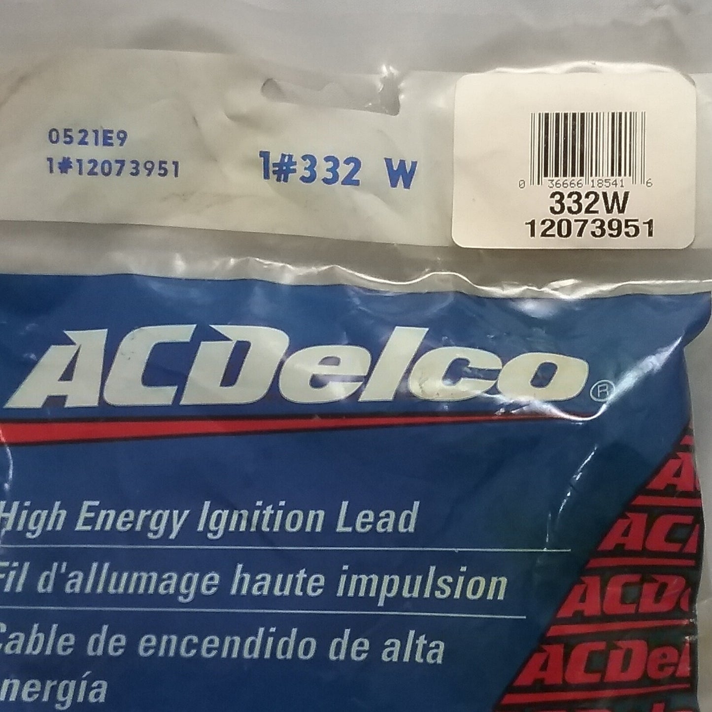 NEW ACDELCO 332W HIGH ENERGY IGNITION LEAD GM 12073951