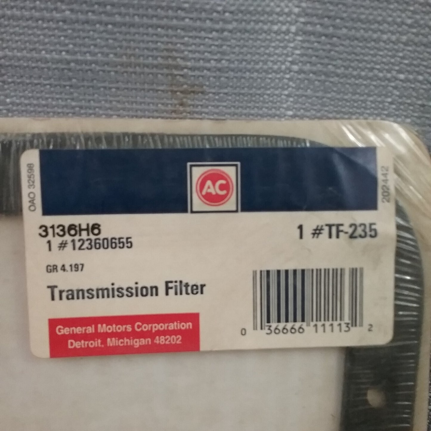 NEW ACDELCO 3136H6 Automatic Trans Fluid Filter Kit GR4.197 GM 12360655 TF-235