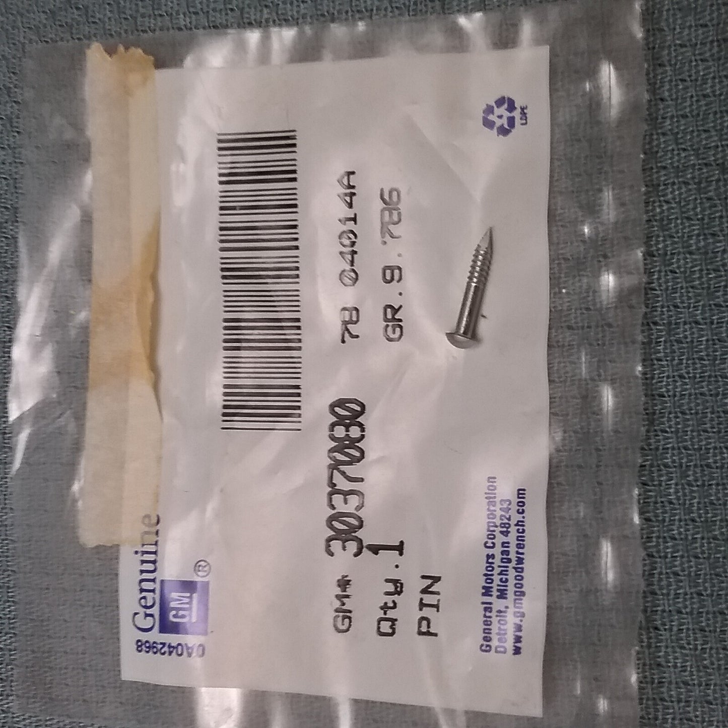 NEW GENUINE GM 3037080 Pin, .093 Diameter