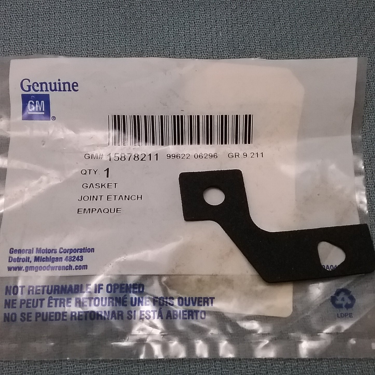 NEW GENUINE GM 15878211 Gasket, Heater & A/C Evaporator Module Drain Tube