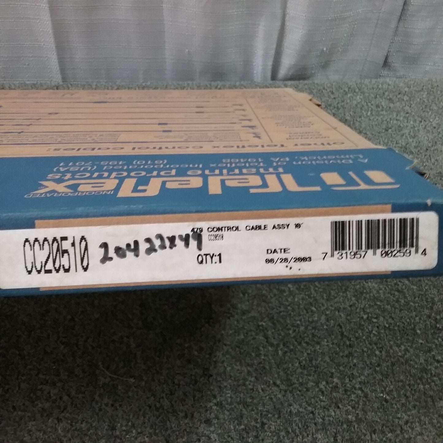 NEW TELEFLEX CC20510 Control Cable Assembly, 479 Series, 10'