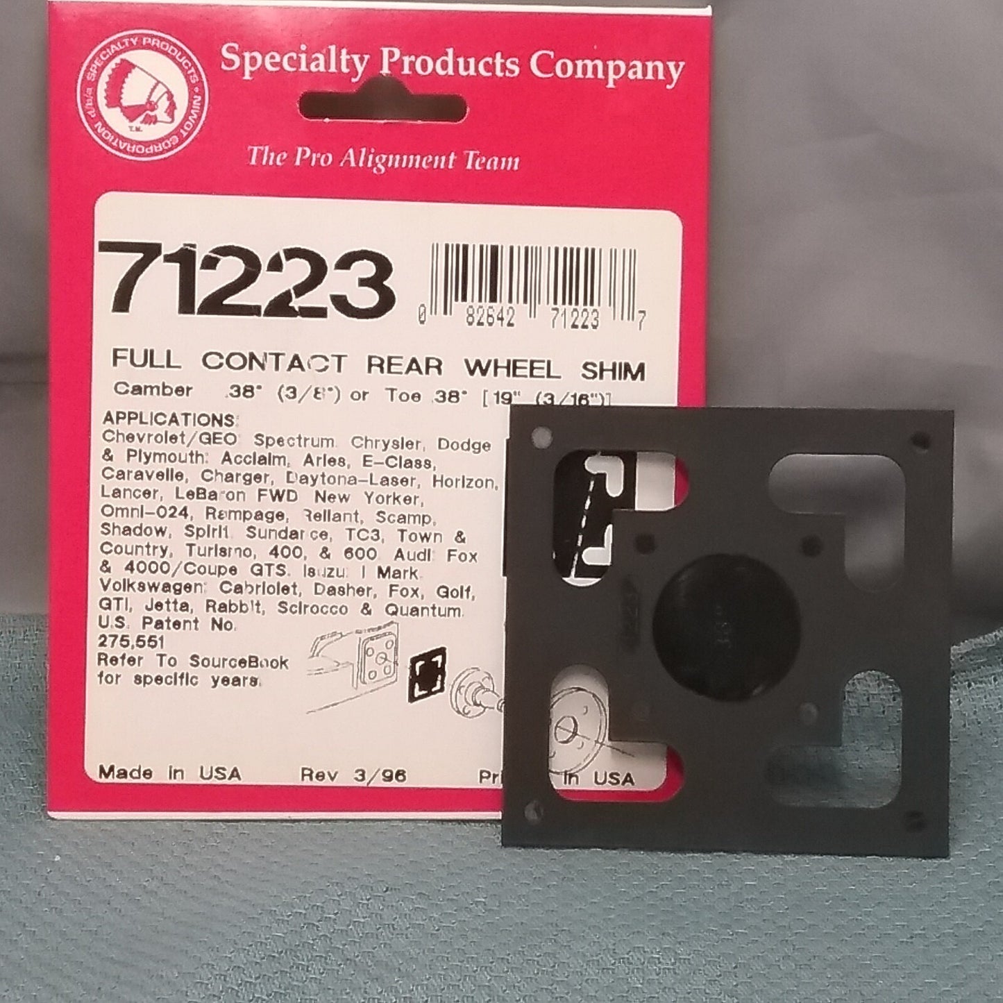 NEW SPC 71223 FULL CONTACT REAR WHEEL ALIGNMENT SHIM CAMBER 3/8"/TOE 3/16"
