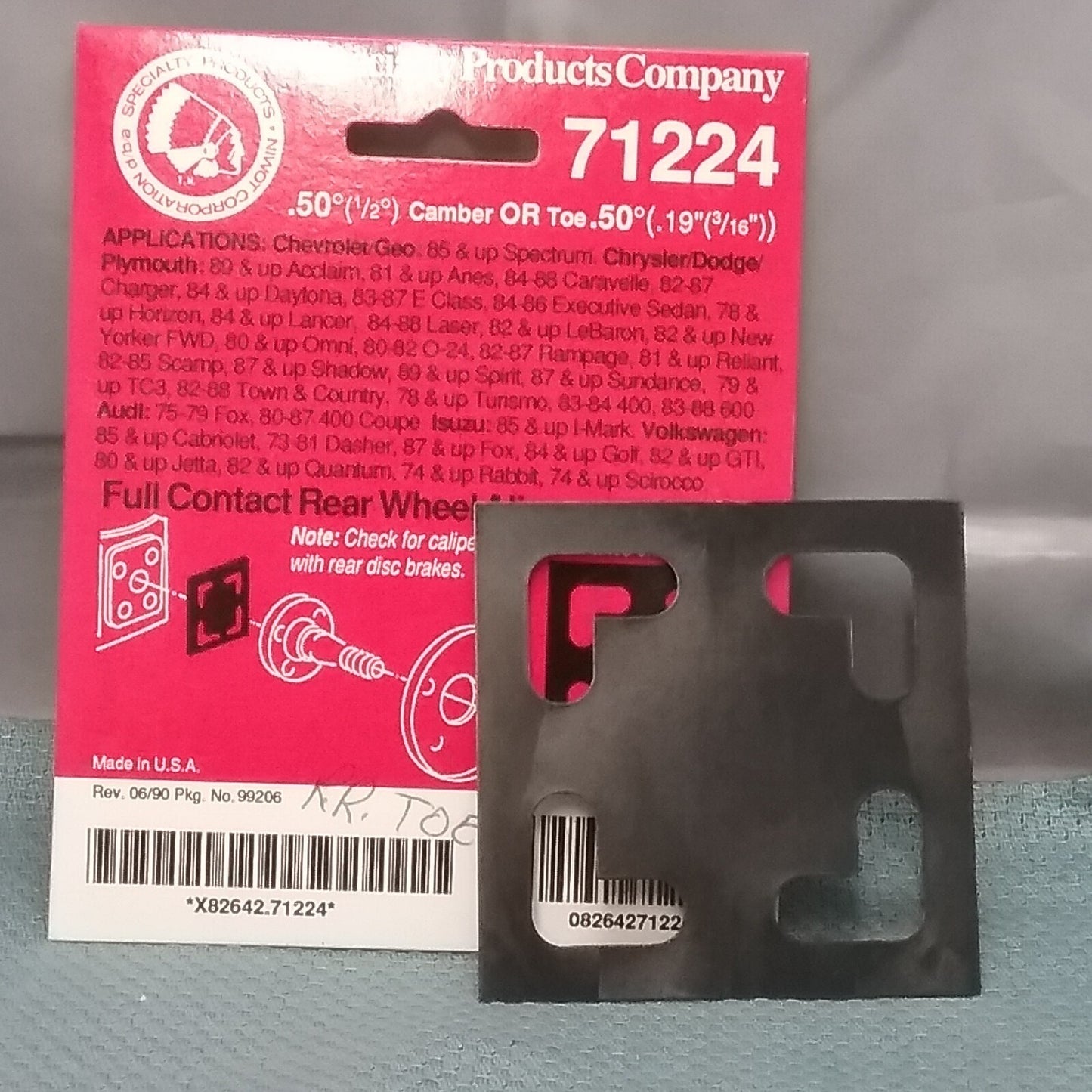 NEW SPC 71224 FULL CONTACT REAR WHEEL ALIGNMENT SHIM CAMBER 1/2"/TOE 3/16"