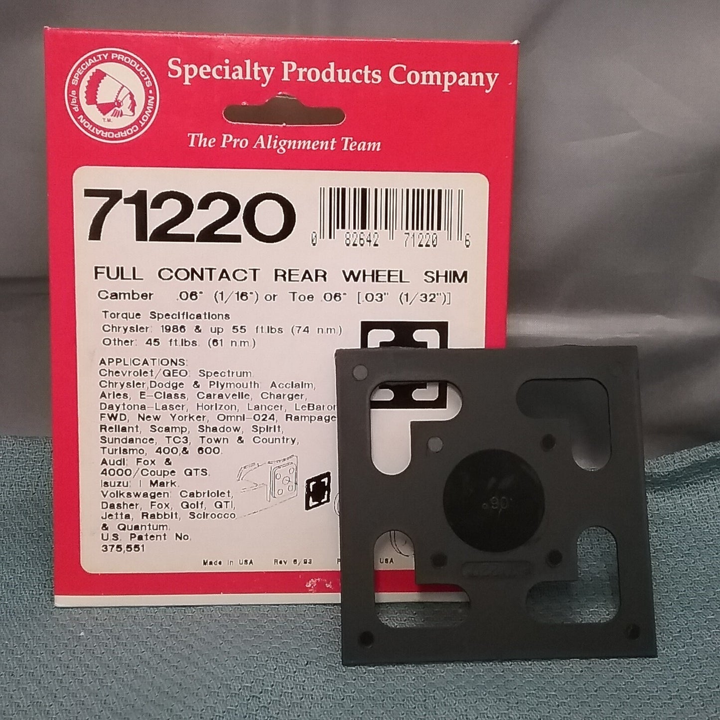 NEW SPC 71220 FULL CONTACT REAR WHEEL SHIM CAMBER 1/16"
