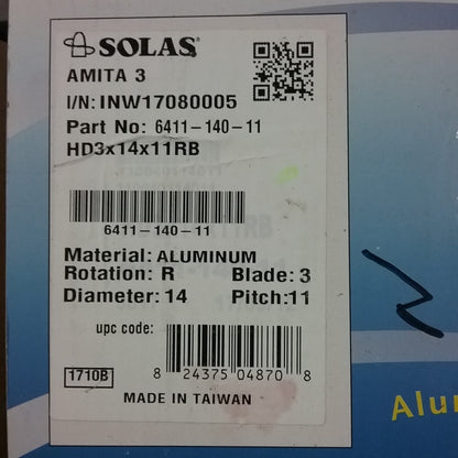 NEW SOLAS 6411-140-11 ALUMINUM HIGH PERFORMANCE PROPELLER 14" X 11"