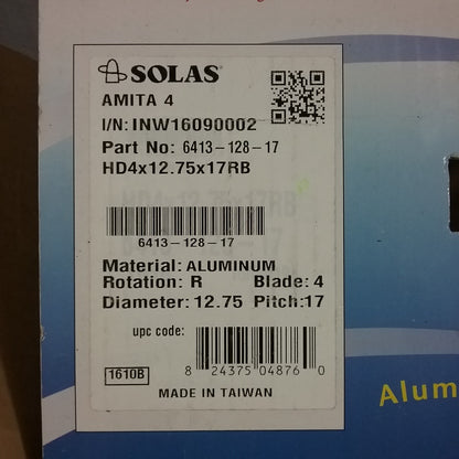NEW SOLAS 6413-128-17 ALUMINUM HIGH PERFORMANCE PROPELLER 12.75" X 17"