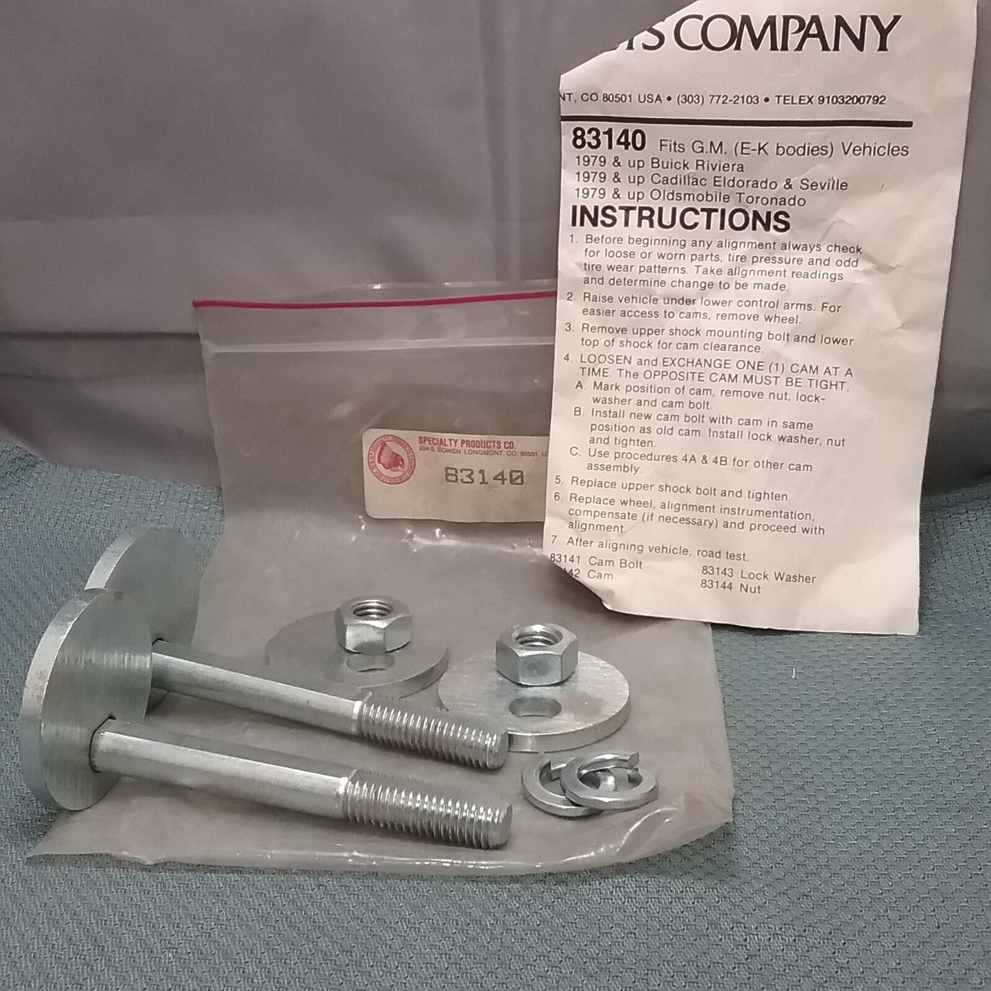 NEW SPECIALTY PRODUCTS COMPANY 83140 CAMBER ADJUSTING KIT