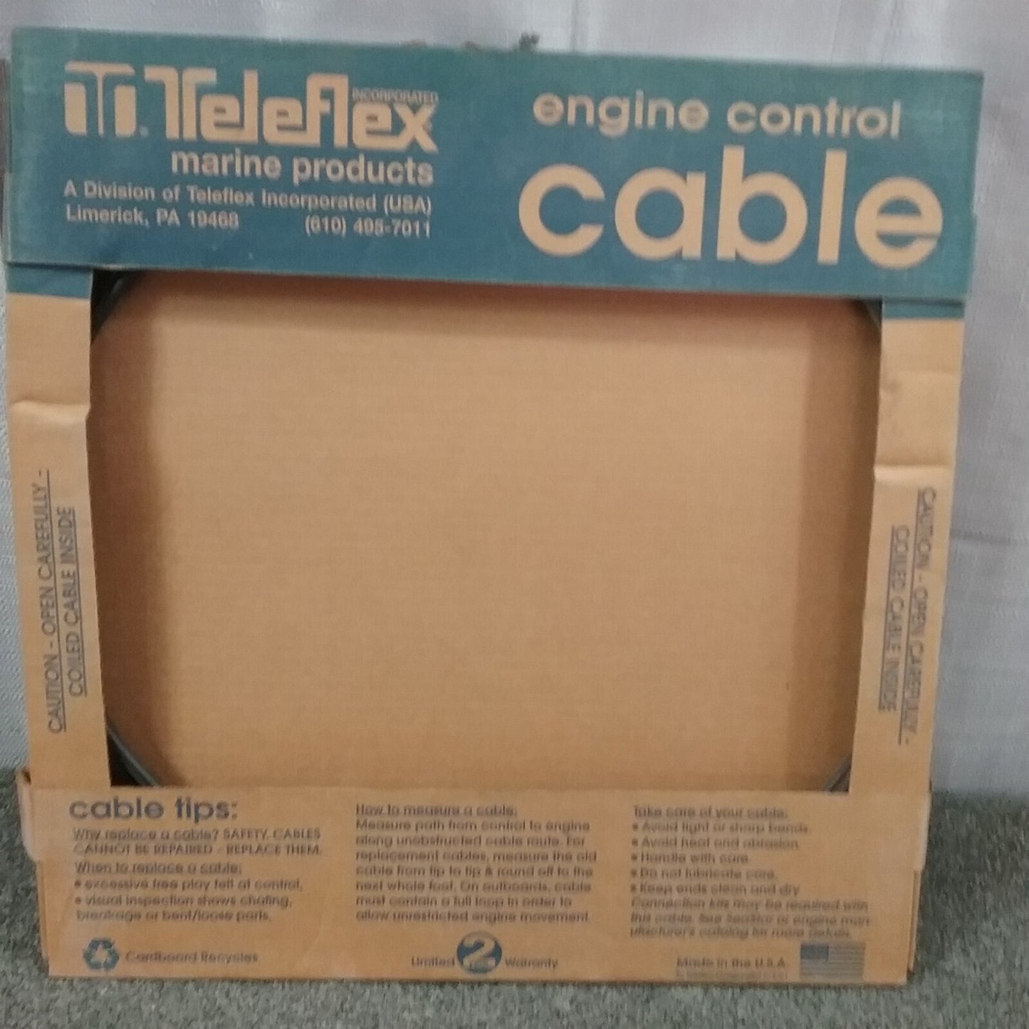 NEW TELEFLEX CC18912 Control Cable, CC189 Gen II Mercury Series, 12'