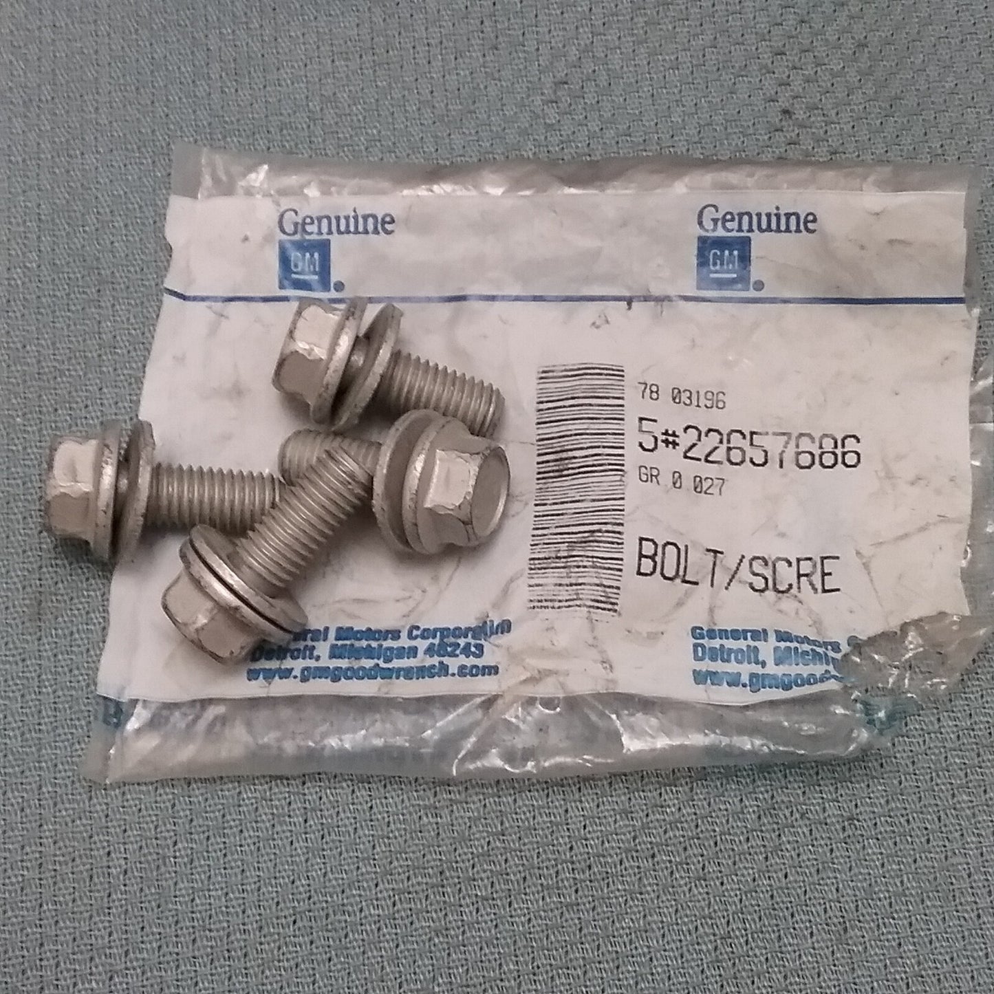 QTY 4 NEW GENUINE GM 22657686 Bolt, Transaxle Brace 7/16 x 14 x 3.5" GR 0.027