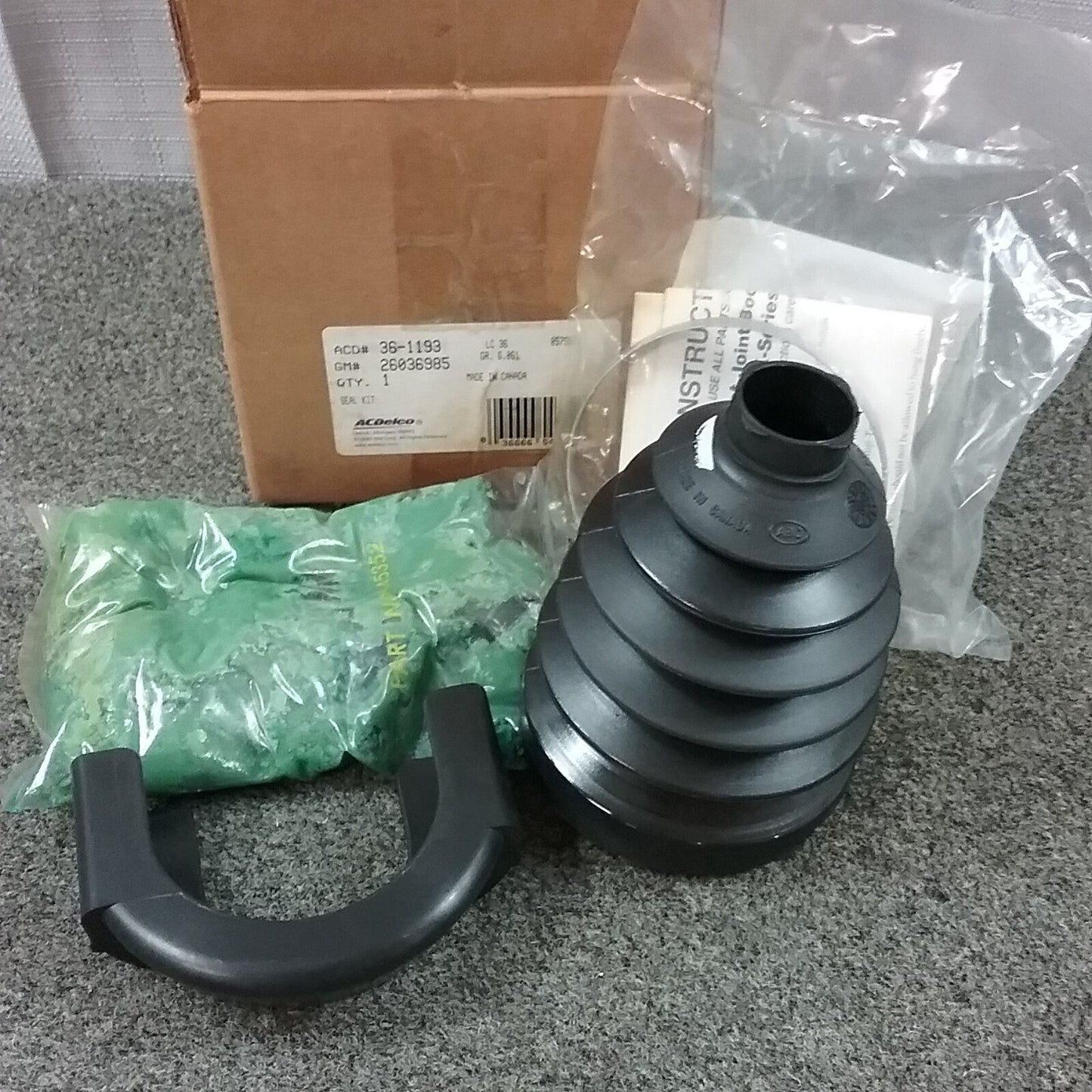 NEW ACDELCO 36-1193 BOOT KIT, FRONT WHEEL DRIVE SHAFT GM 26036985 GR 6.061