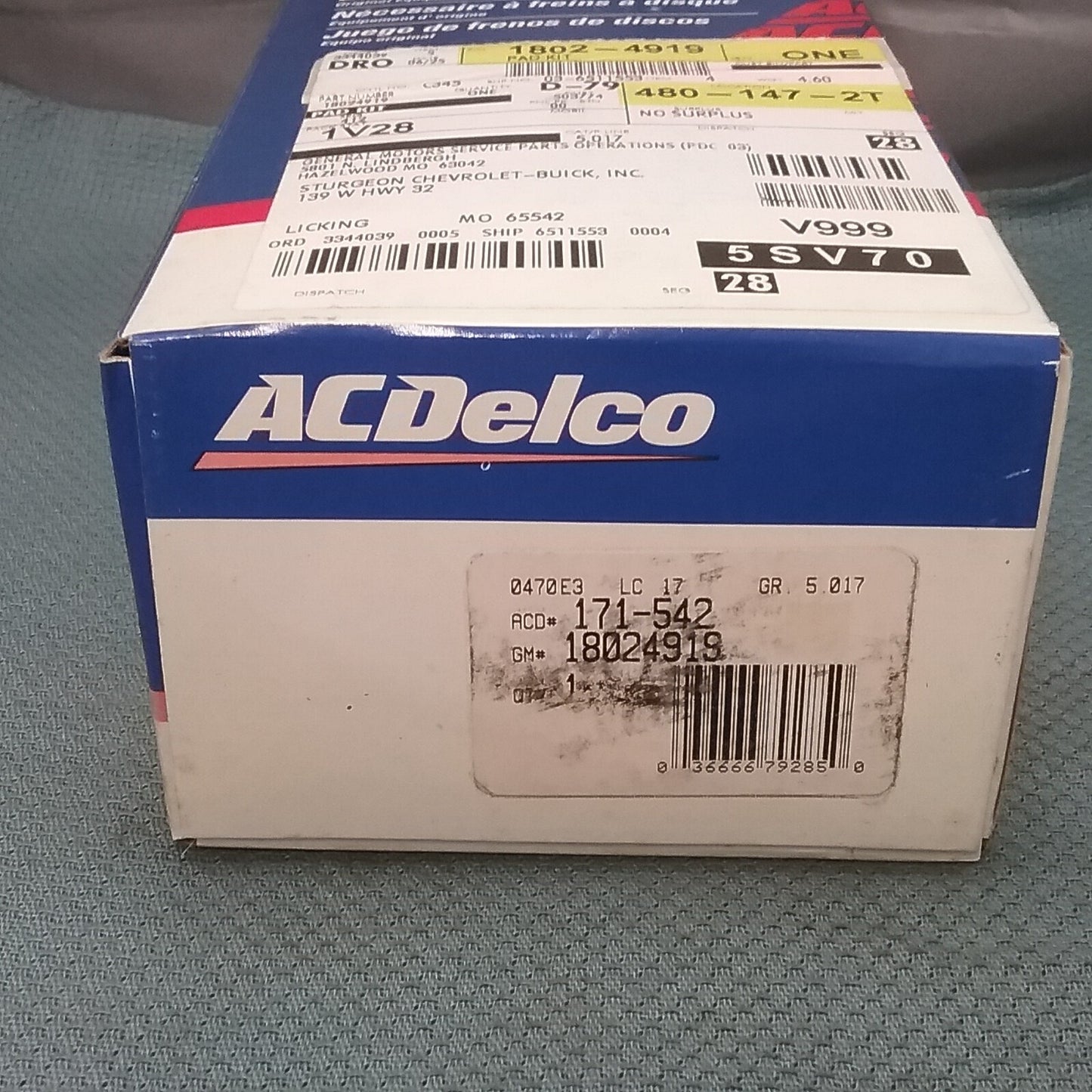 NEW ACDELCO 171-542 DISC BRAKE KIT GM 18024919 GR 5.017
