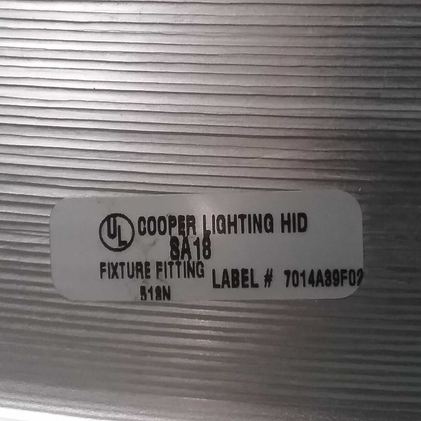 NEW COOPER LIGHTING HID SA18 FIXTURE FITTING 18.5 DIAMETER