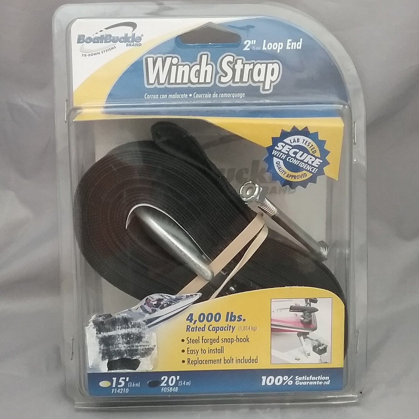 NEW BOATBUCKLE F07674 2"X 20FT TAIL END WINCH STRAP