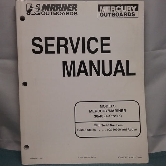 MERCURY/MARINER 90-857046 SERVICE MANUAL MODELS 30/40 4-STROKE