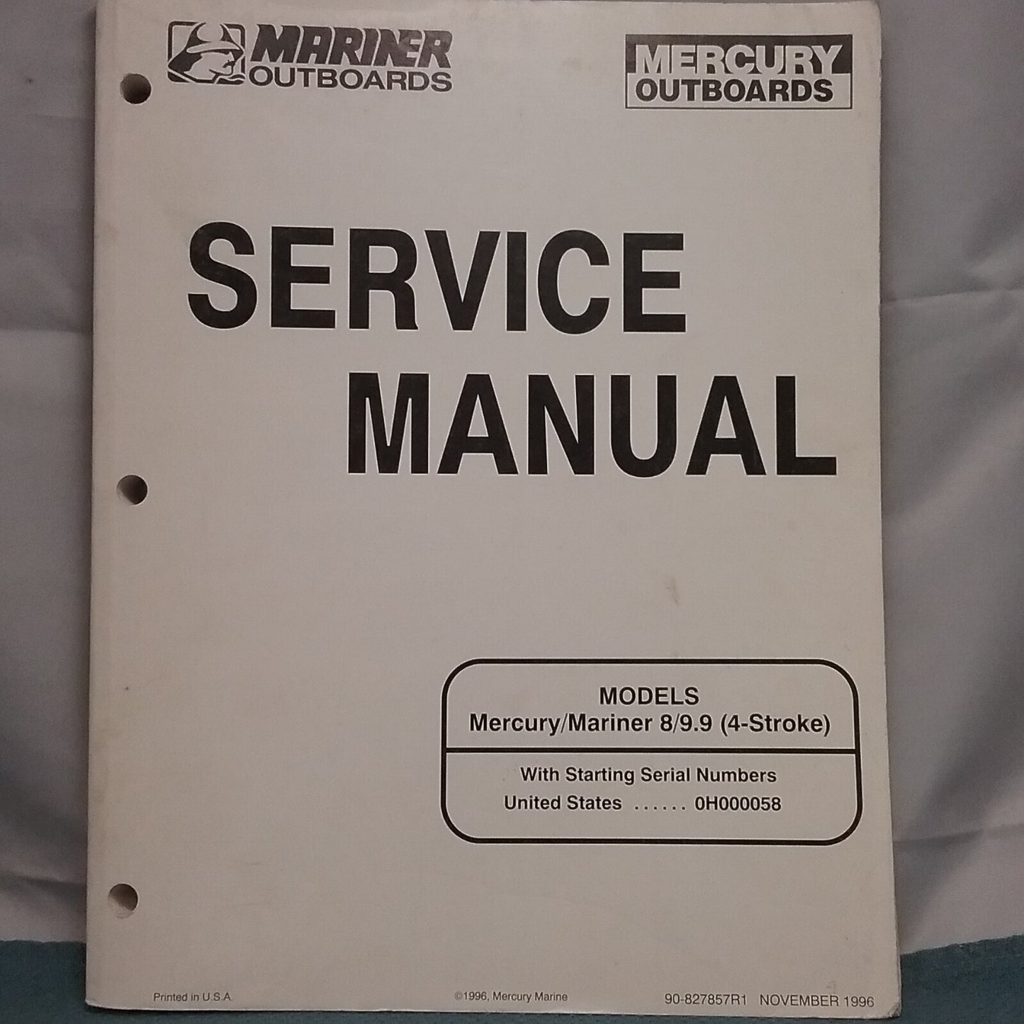 MERCURY/MARINER 90-827857R1 SERVICE MANUAL MODELS 8/9.9 4-STROKE