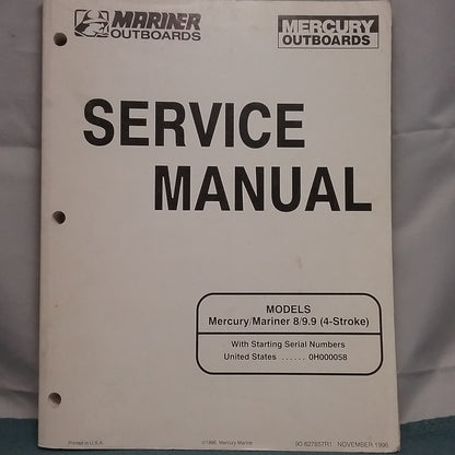 MERCURY/MARINER 90-827857R1 SERVICE MANUAL MODELS 8/9.9 4-STROKE