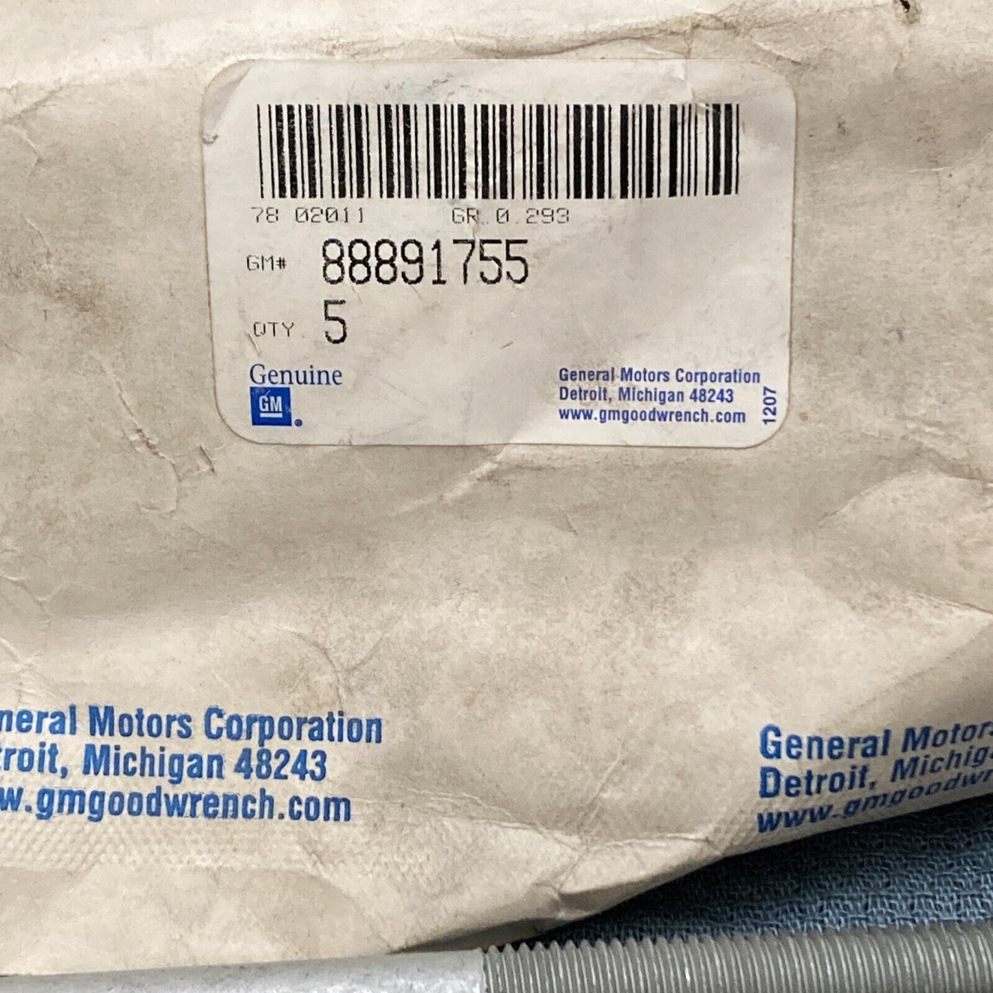 QTY 5 NEW GENUINE GM 88891755 BOLT, ENGINE CYLINDER HEAD