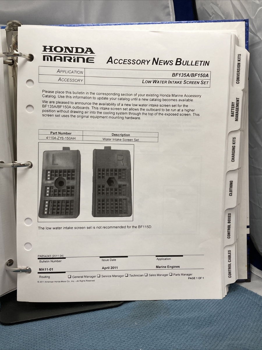 HONDA MARINE M0045 ACCESSORIES CATALOG 2010 WITH BINDER