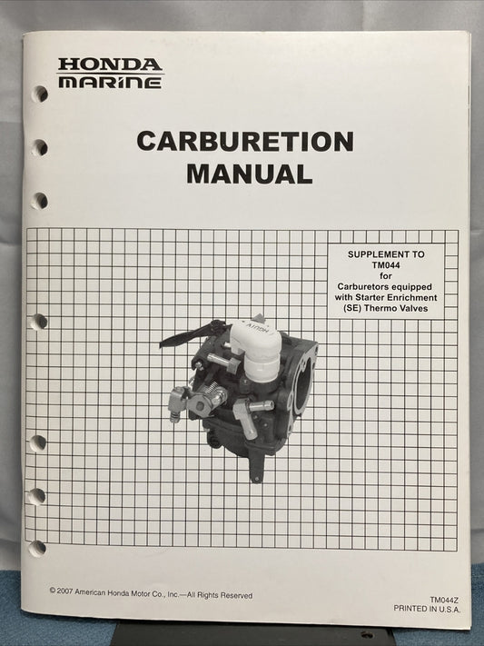 HONDA MARINE SUPPLEMENT TO TM044Z CARBURETION MANUAL