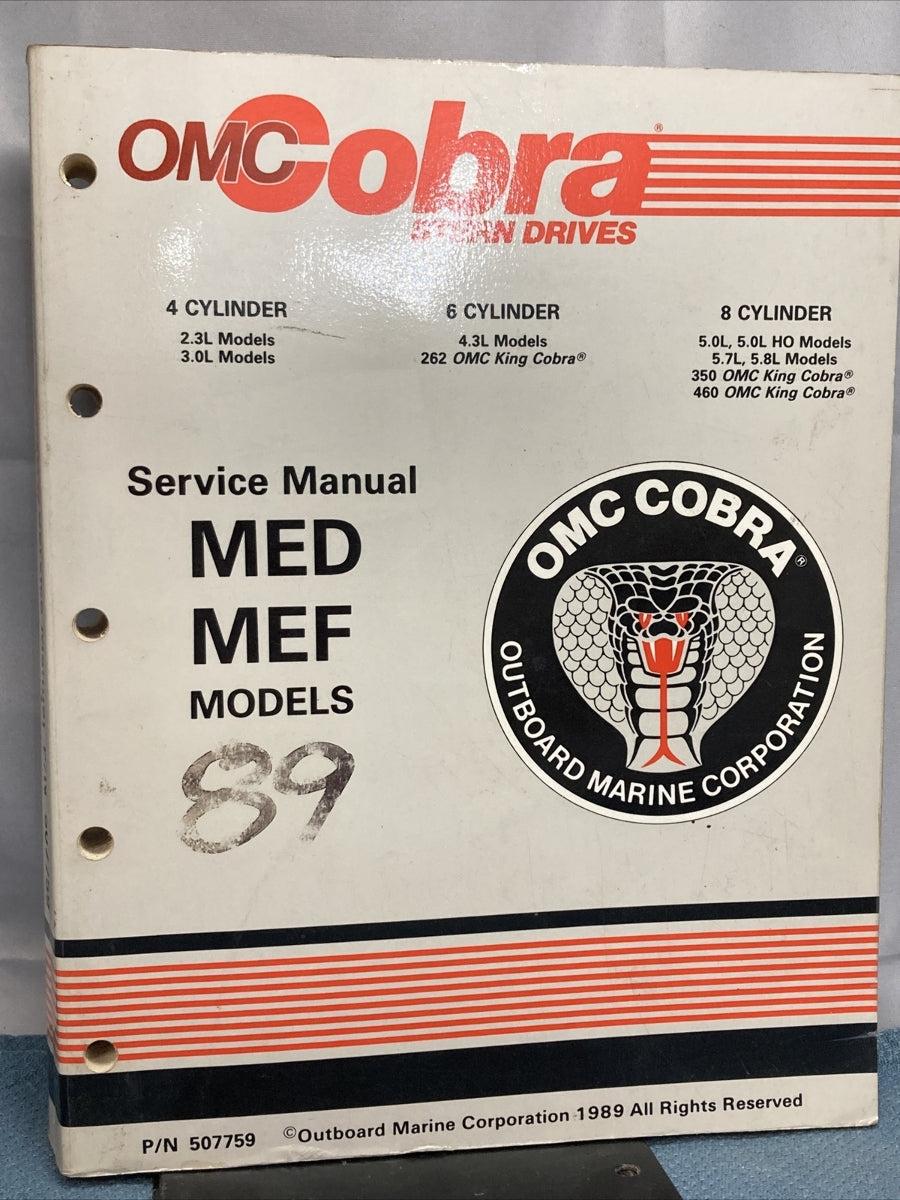 OMC COBRA 507759 STERN DRIVES SERVICE MANUAL MED/MEF MODELS