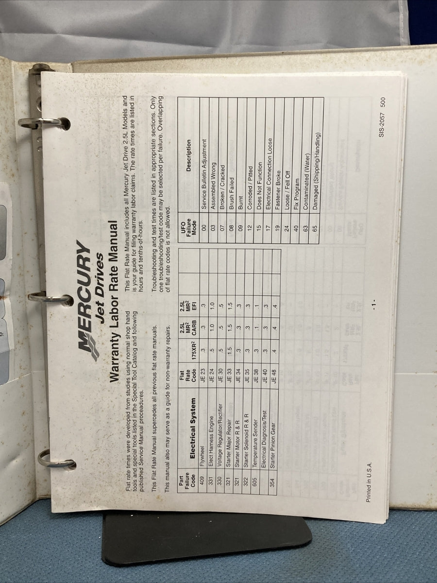 MERCURY WARRENTY LABOR AND FAILURE CODES MANUAL