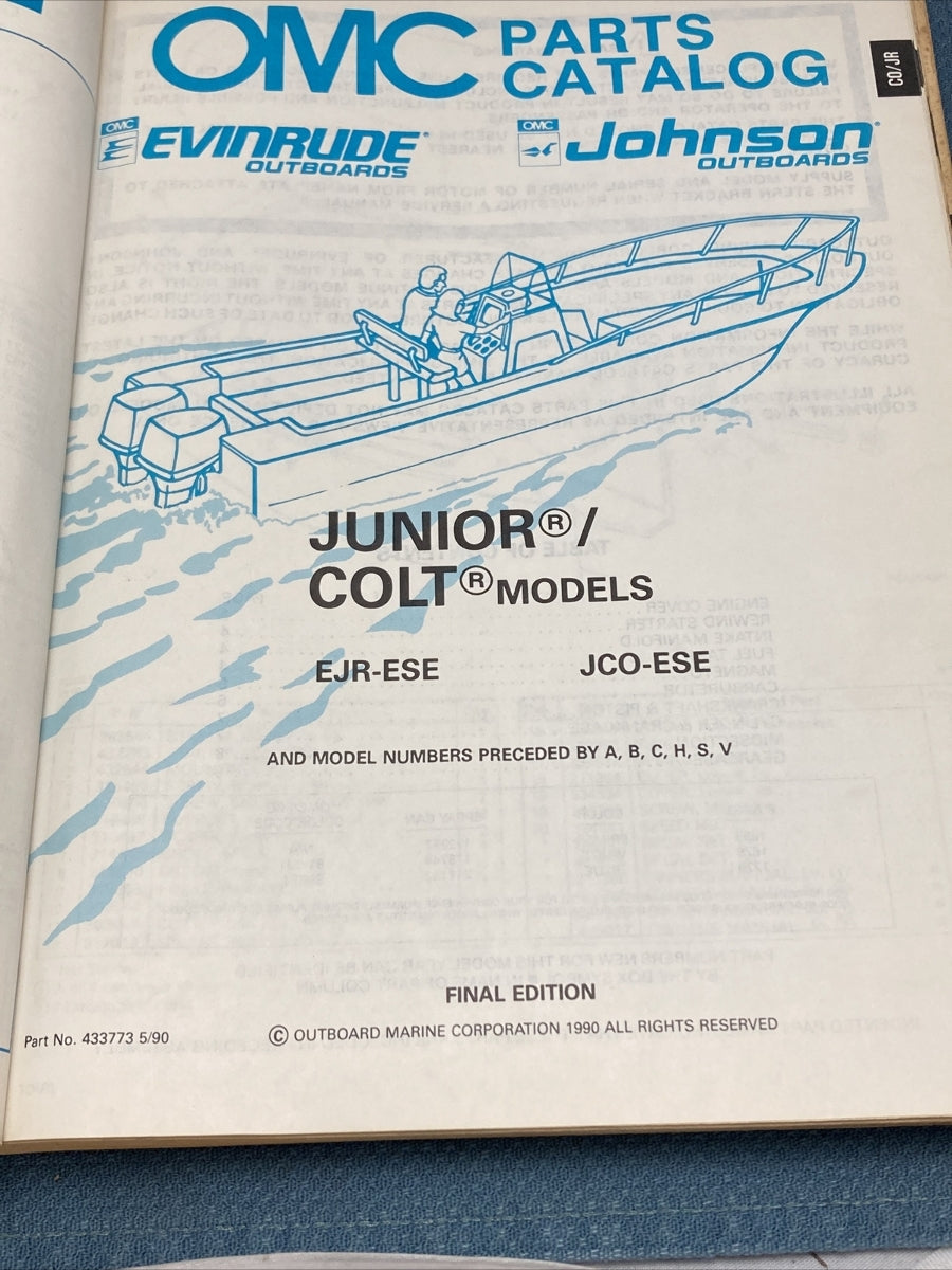 JOHNSON OMC EVINRUDE 433772-433778, 433780-43388, 433790-433794 PARTS CATALOGS