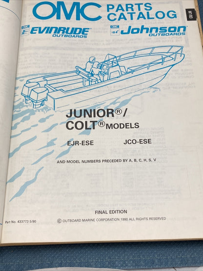 JOHNSON OMC EVINRUDE 433772-433778, 433780-43388, 433790-433794 PARTS CATALOGS