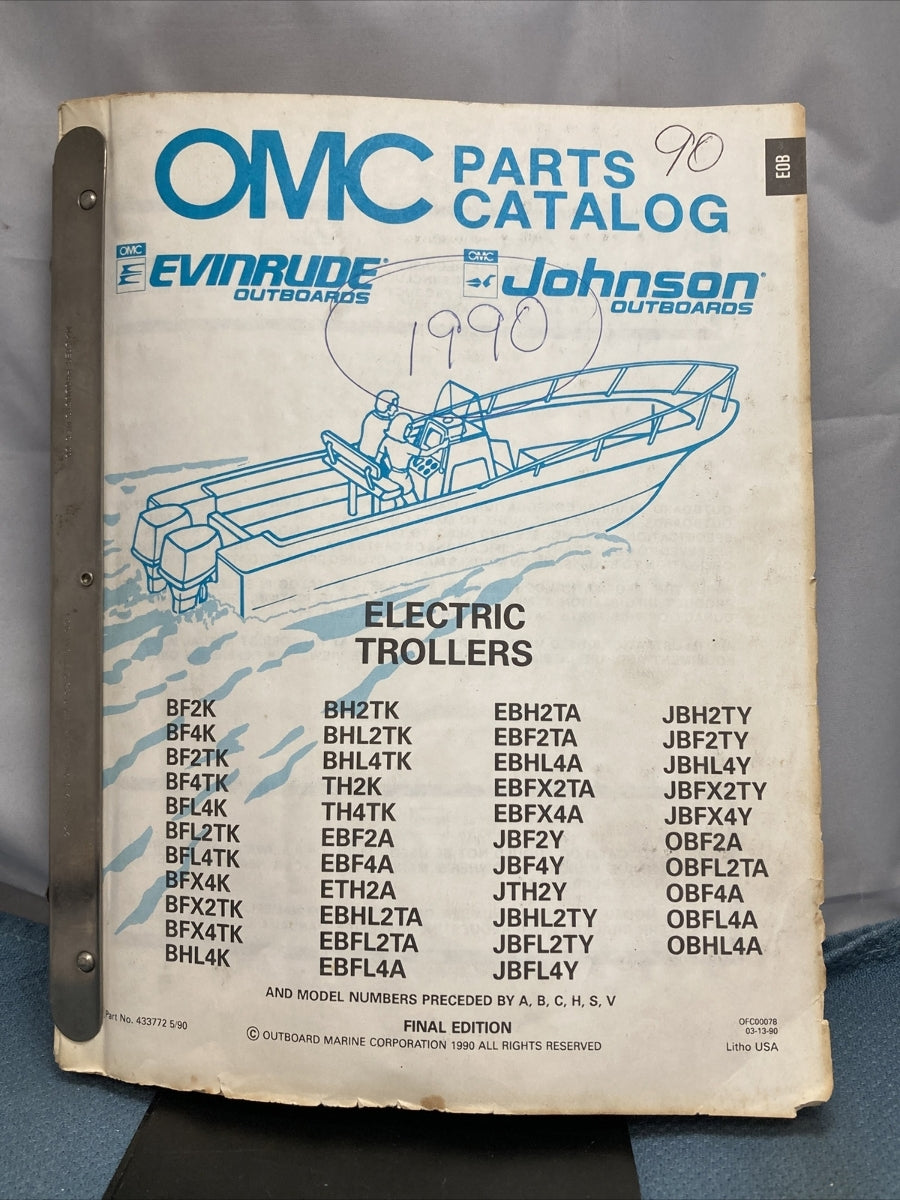 JOHNSON OMC EVINRUDE 433772-433778, 433780-43388, 433790-433794 PARTS CATALOGS