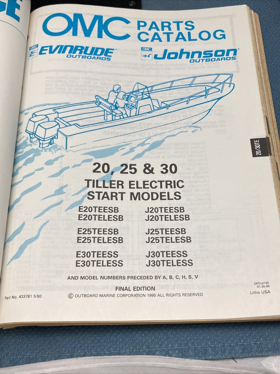 JOHNSON OMC EVINRUDE 433772-433778, 433780-43388, 433790-433794 PARTS CATALOGS
