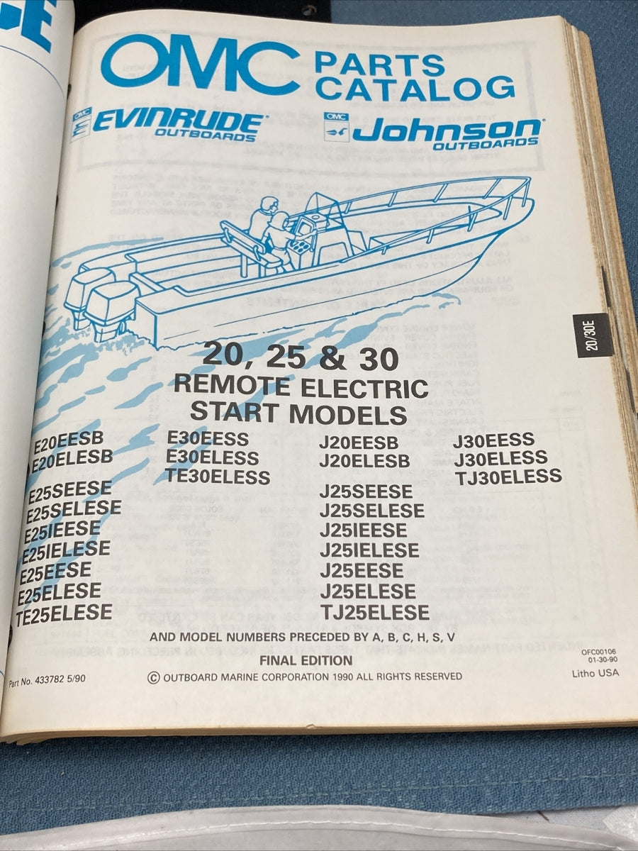 JOHNSON OMC EVINRUDE 433772-433778, 433780-43388, 433790-433794 PARTS CATALOGS