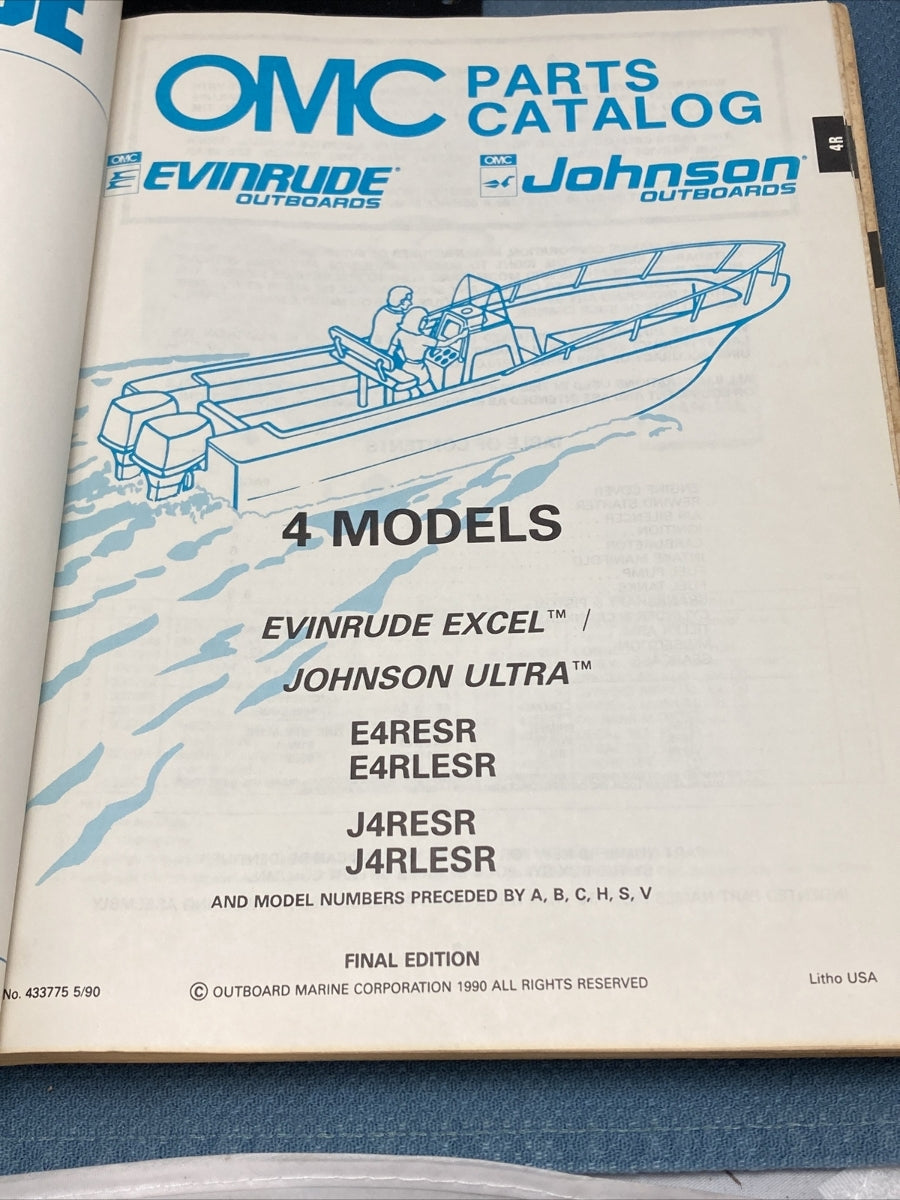JOHNSON OMC EVINRUDE 433772-433778, 433780-43388, 433790-433794 PARTS CATALOGS