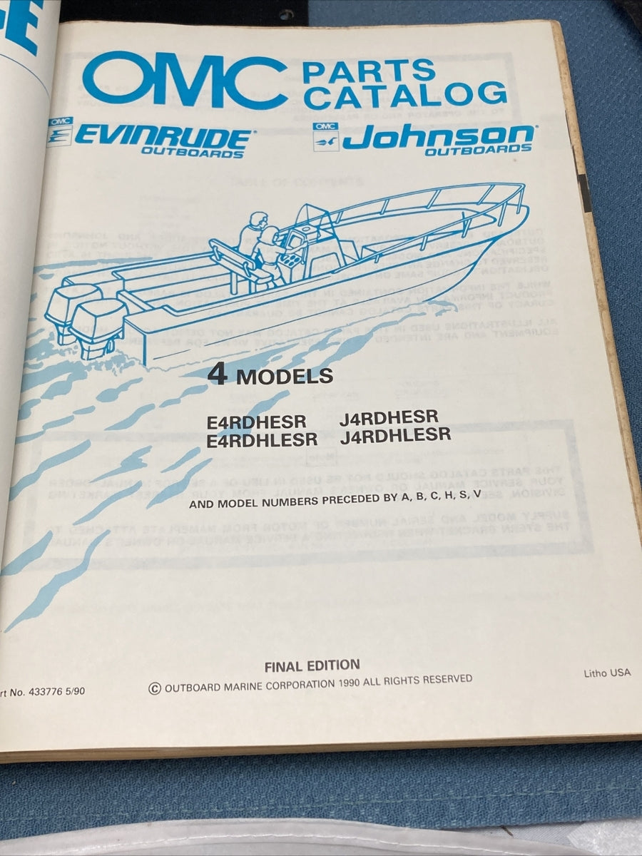 JOHNSON OMC EVINRUDE 433772-433778, 433780-43388, 433790-433794 PARTS CATALOGS