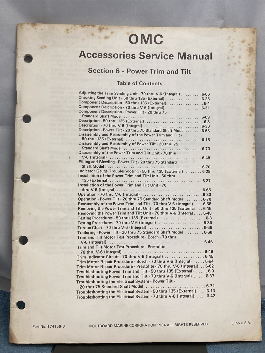 OMC 174156-6, 174156-7, 174156-8 ACCESSORIES SERVICE MANUALS