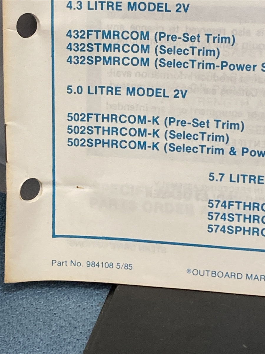 OMC 984108, 984115-984117, 984265 STERN DRIVE PARTS CATALOGS