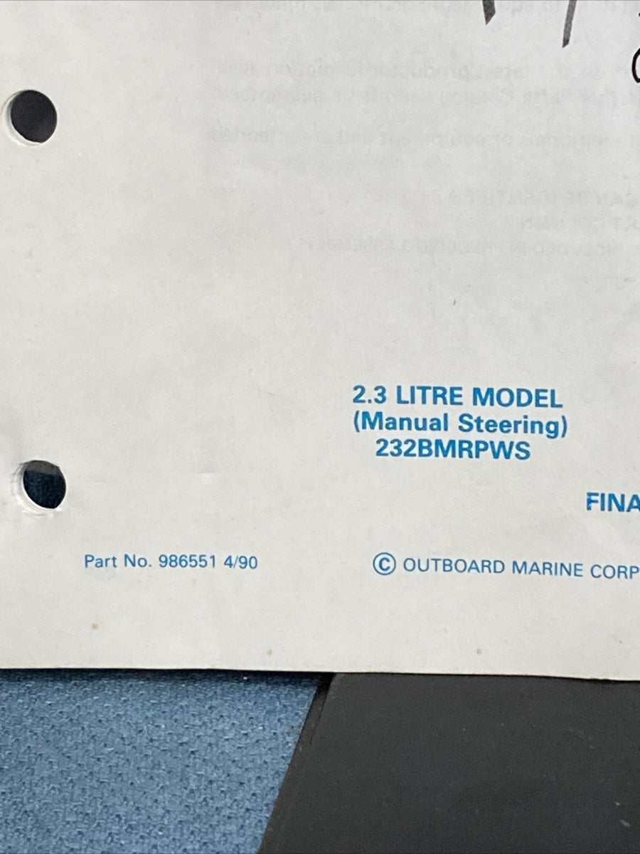 OMC 986551-986558, 986560, 986852 COBRA STERN DRIVES PARTS CATALOGS