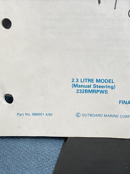 OMC 986551-986558, 986560, 986852 COBRA STERN DRIVES PARTS CATALOGS