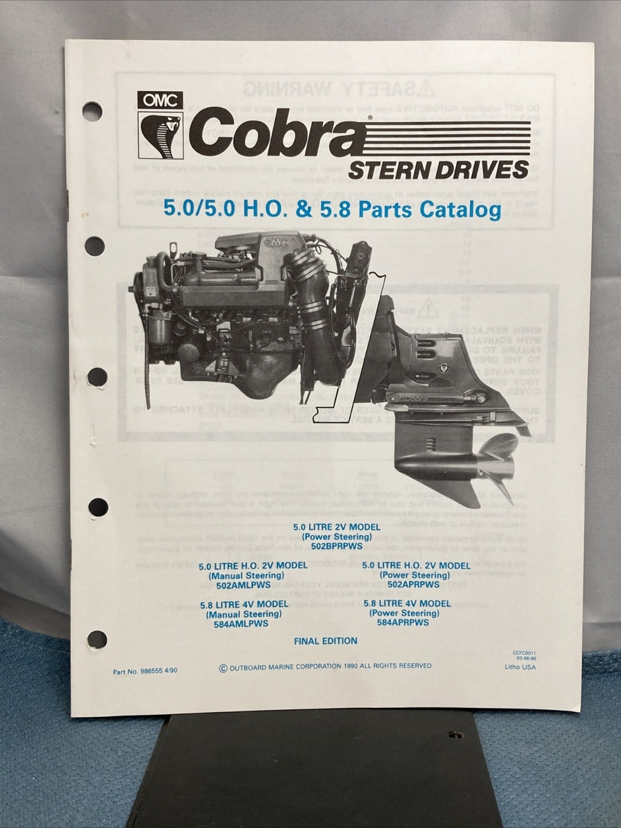 OMC 986551-986558, 986560, 986852 COBRA STERN DRIVES PARTS CATALOGS