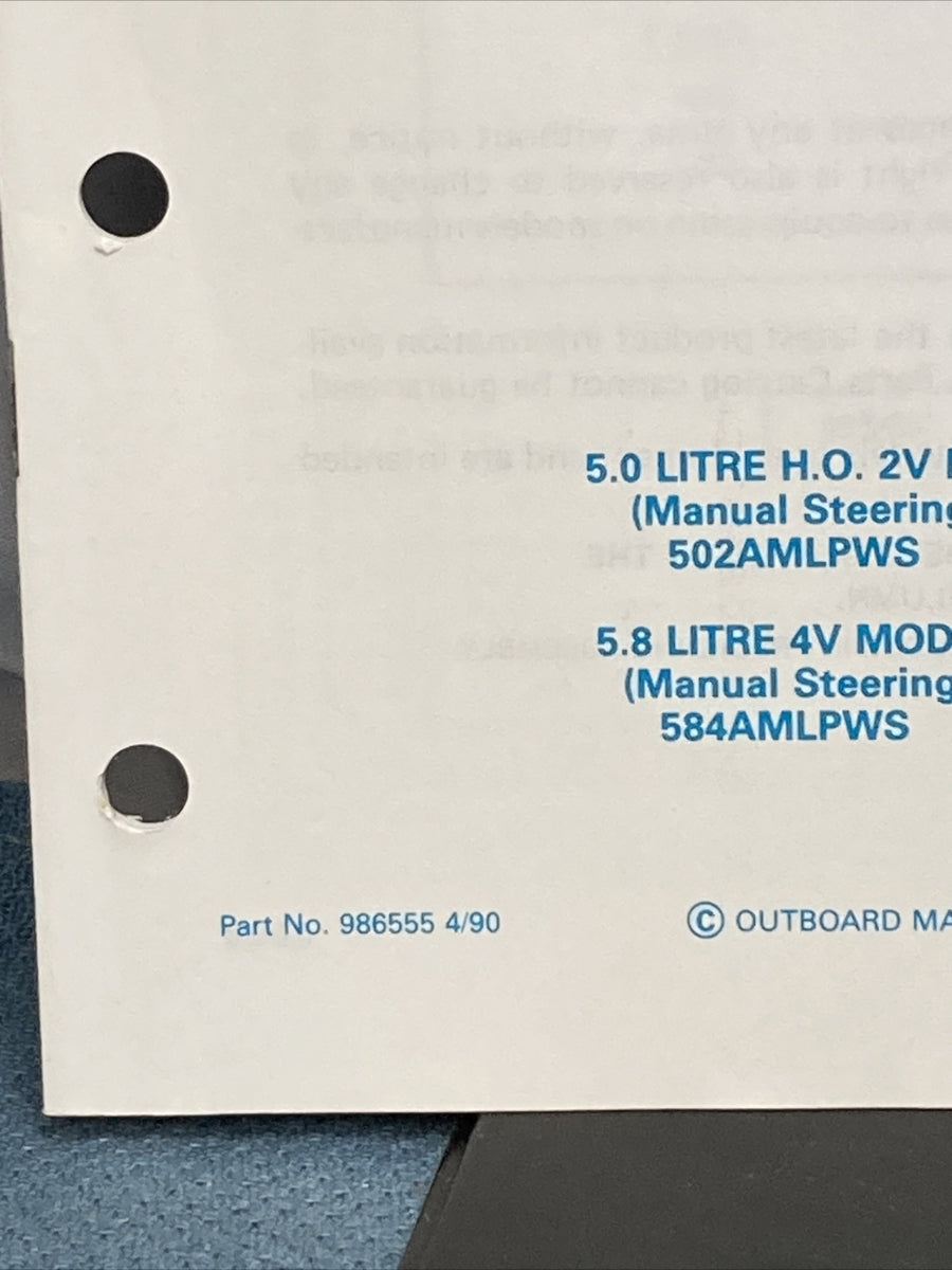 OMC 986551-986558, 986560, 986852 COBRA STERN DRIVES PARTS CATALOGS