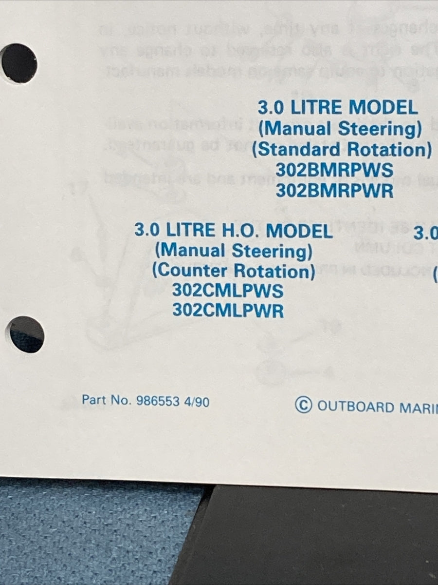 OMC 986551-986558, 986560, 986852 COBRA STERN DRIVES PARTS CATALOGS
