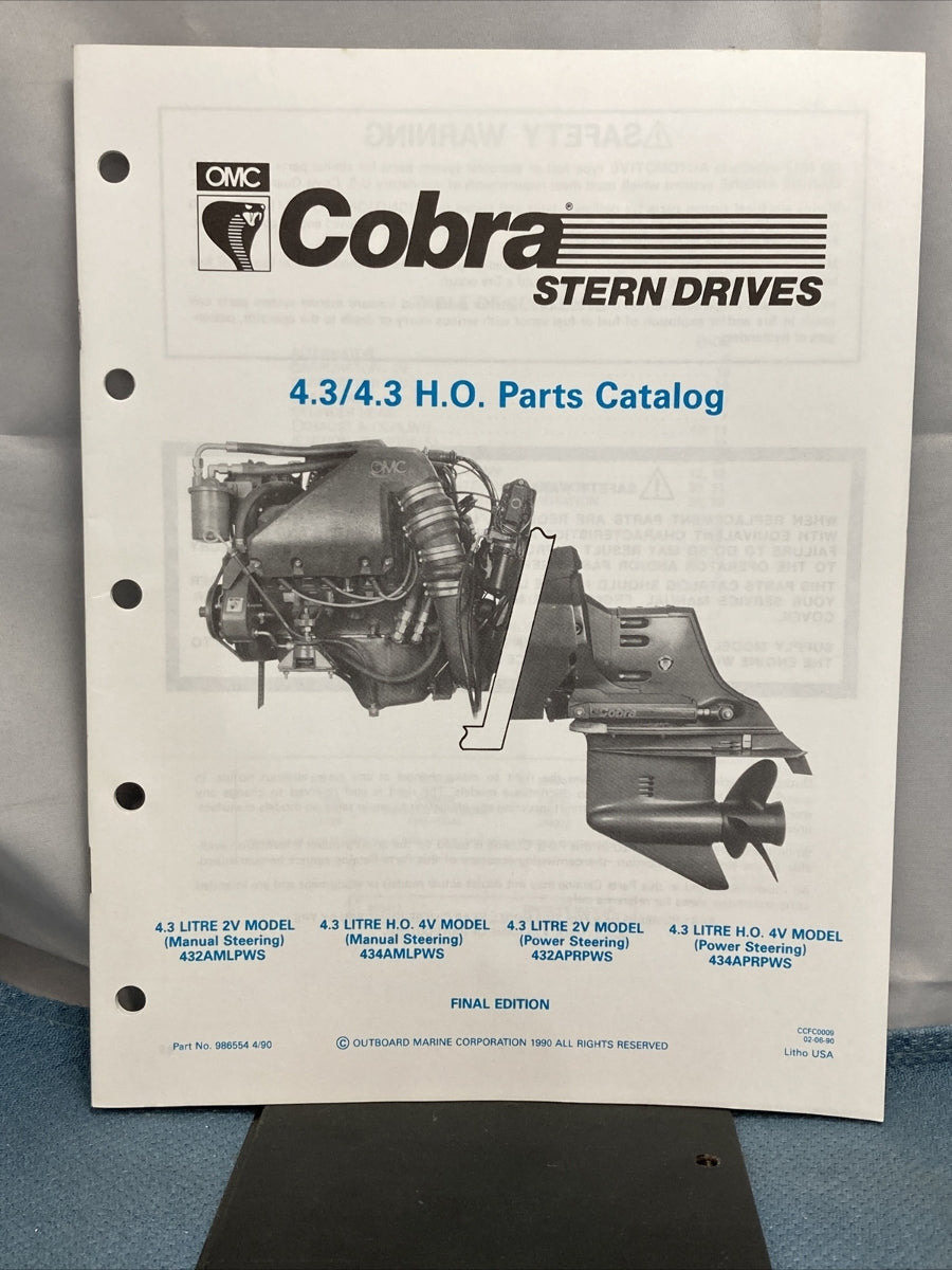 OMC 986551-986558, 986560, 986852 COBRA STERN DRIVES PARTS CATALOGS