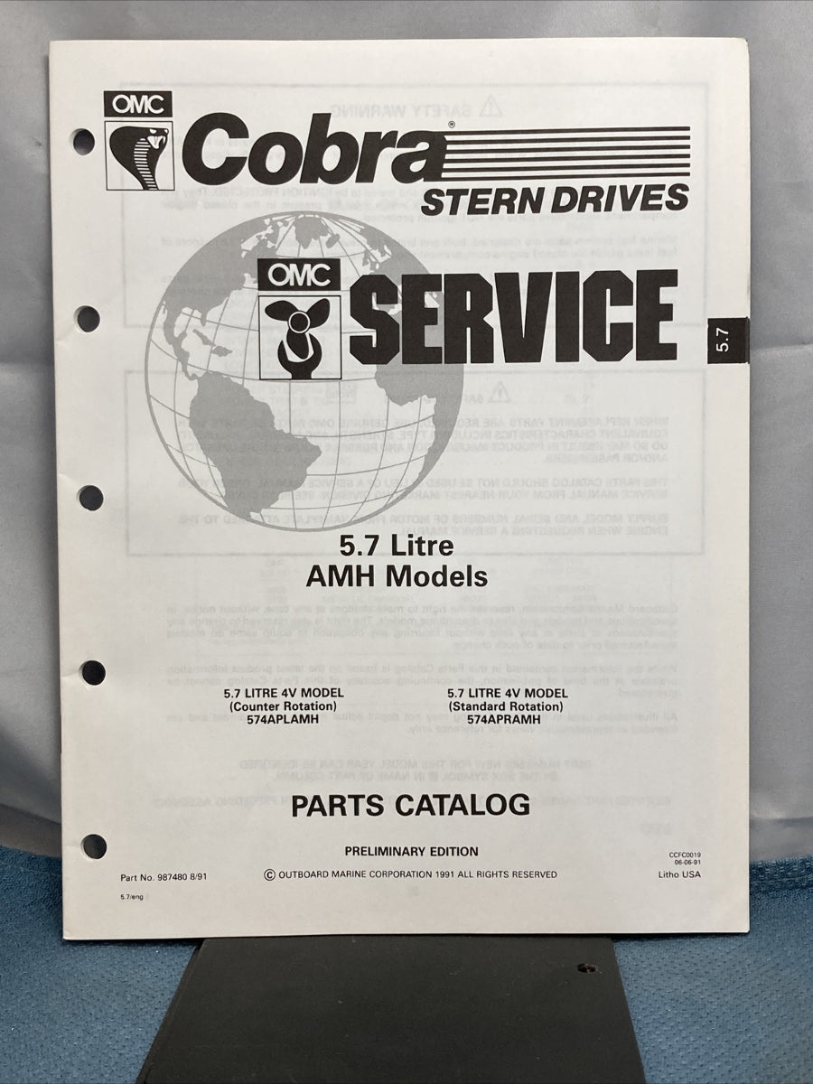 OMC 987476-987483, 987576 COBRA STERN DRIVES PARTS CATALOGS