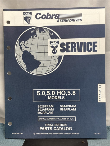OMC 987486-987493, 987584 COBRA STERN DRIVES PARTS CATALOGS