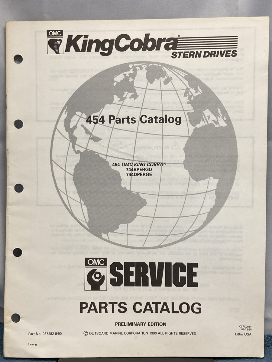 OMC 987077, 987083, 987282 KING COBRA STERN DRIVES PARTS CATALOGS